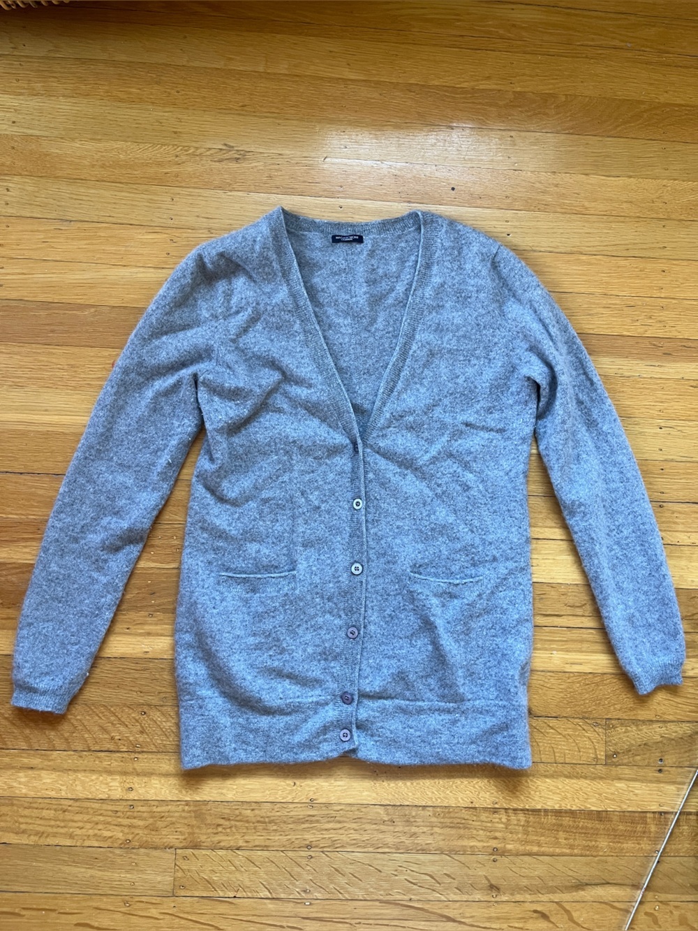Magaschoni 100% cashmere cardigan with pockets Heather grey THE SOFTEST s